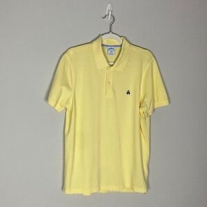 Brooks Brothers Slim Fit Polo Shirt 1818 Mens Large‎ Butter Yellow Pique Cotton